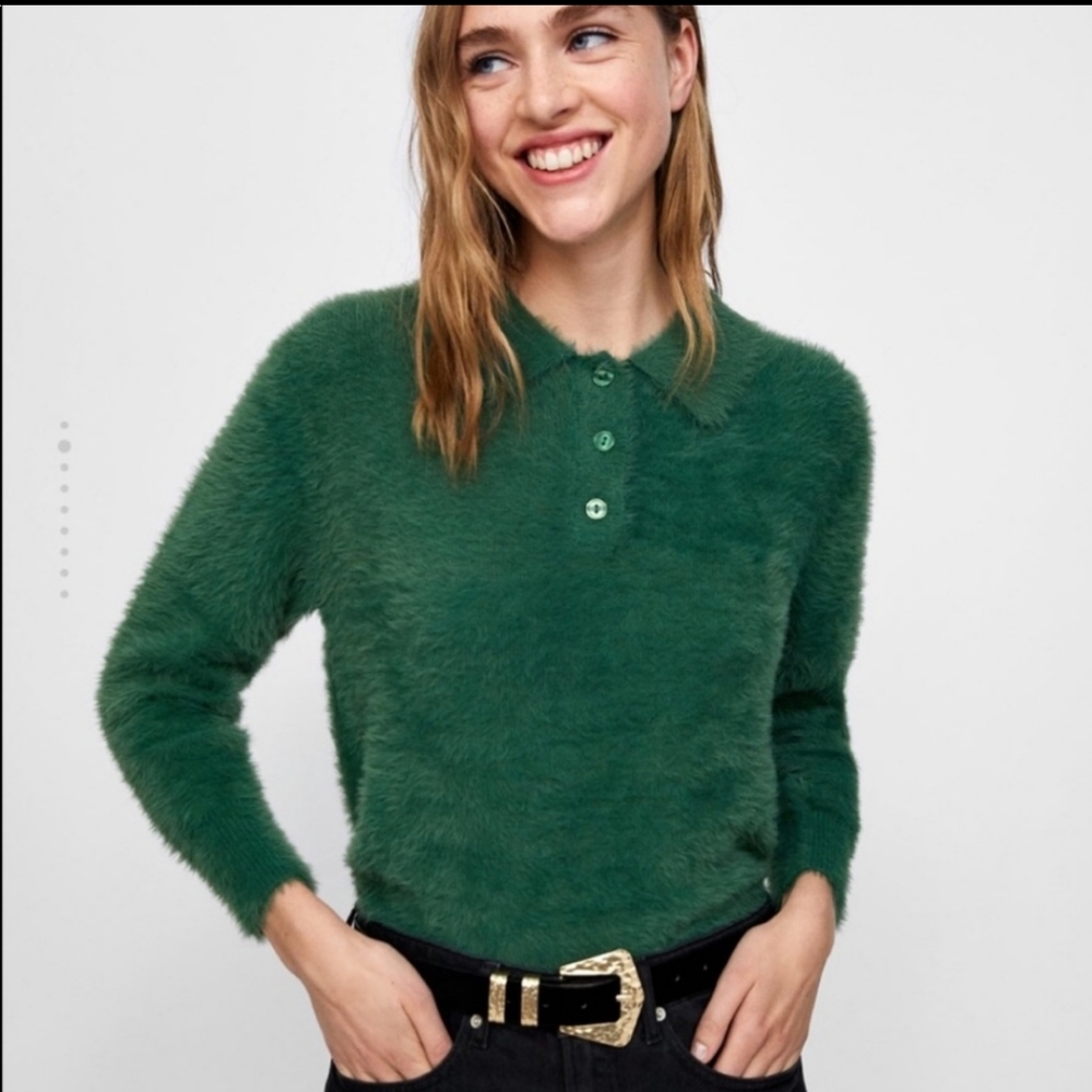 Zara Green Fuzzy Sweater